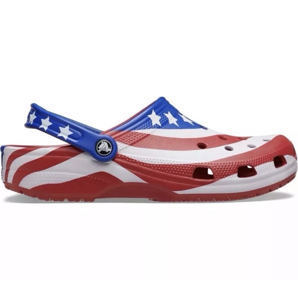 Crocs Classic American‎ Flag Clog Patriotic USA Slip On Shoes Mens 10 Womens 12.
